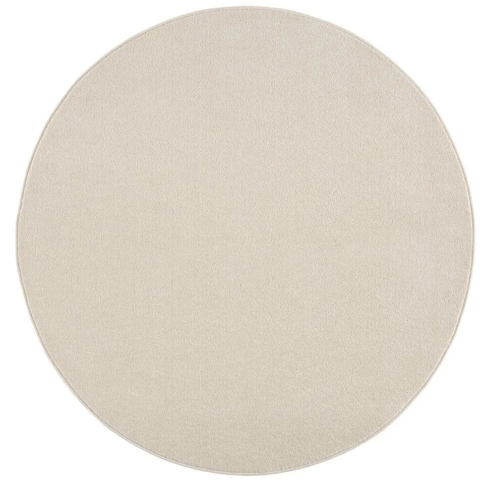 Uni Rond Effen Laagpolig Vloerkleed Modern Creme - 150 CM ROND