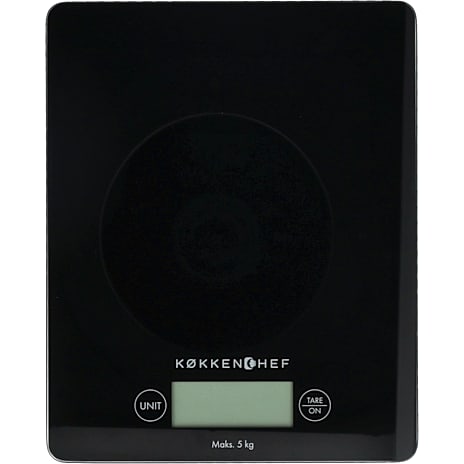 Køkkenchef digital køkkenvægt - sort glas (5 kg)