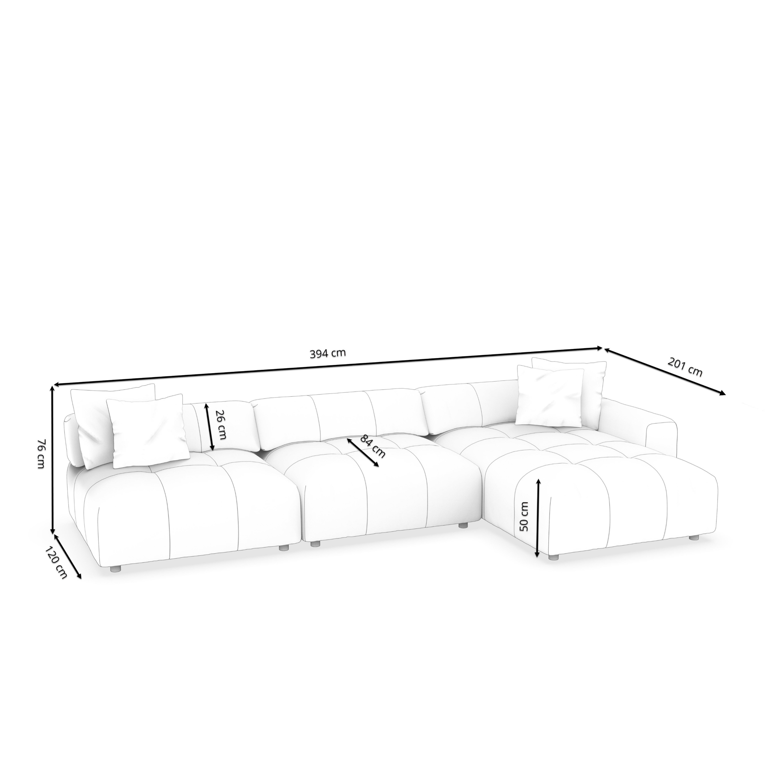 Ecksofa BONNIE rechts grau