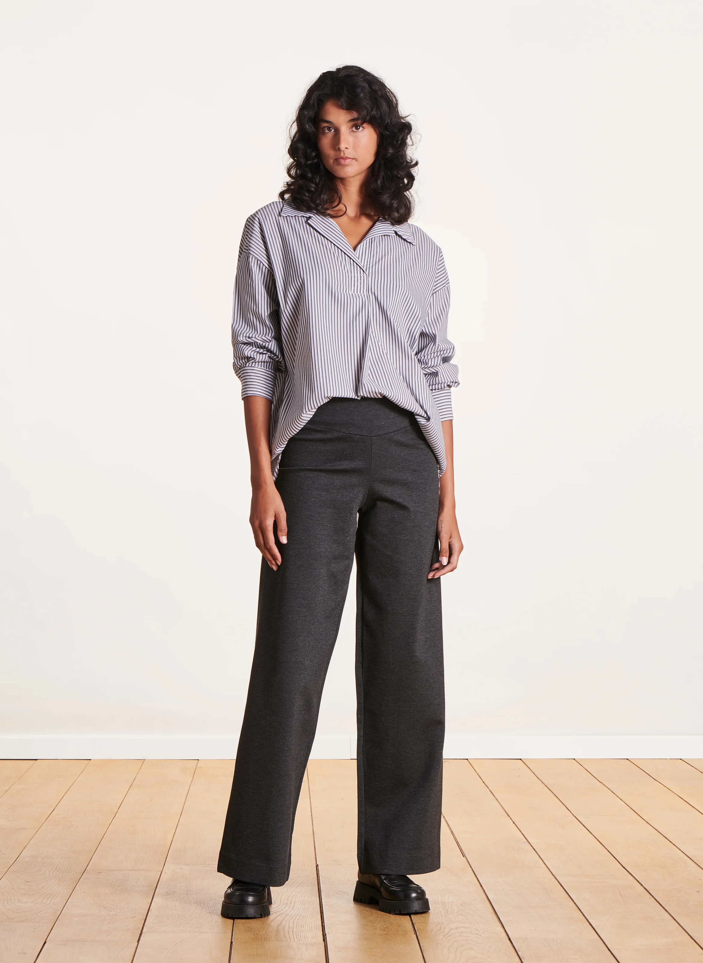 Pantalon large| Gris