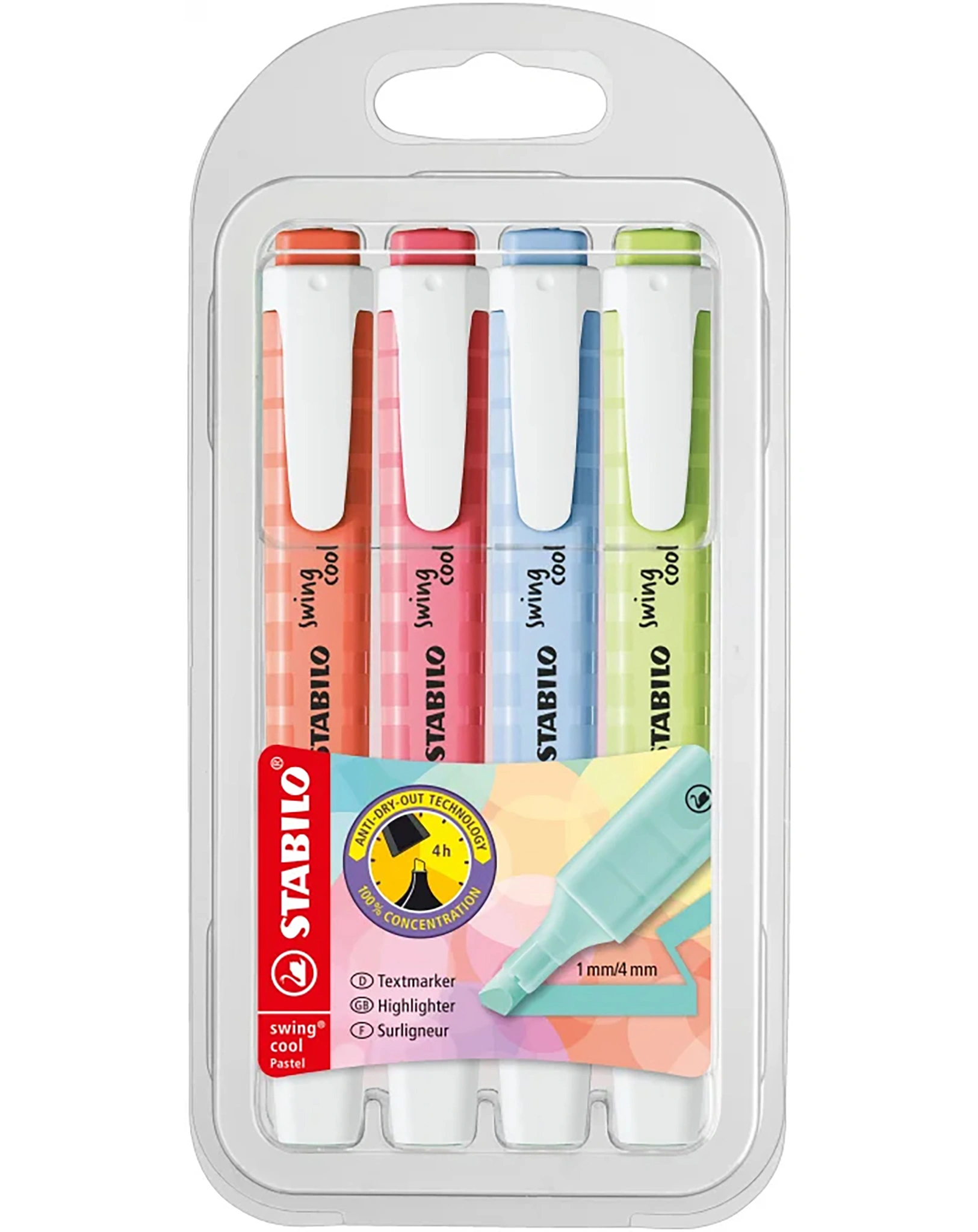 Textmarker STABILO® swing cool Pastel 4er-Pack
