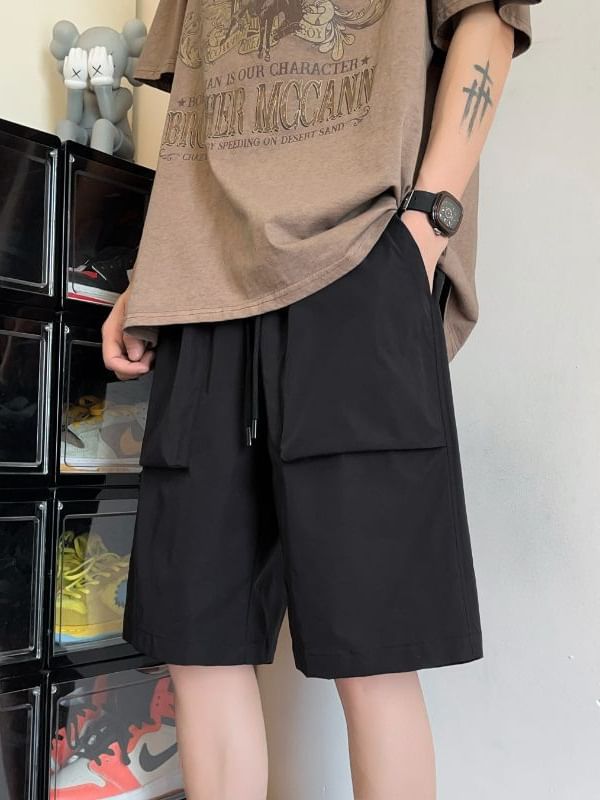 Obikan - Effen shorts met trekkoordtaille