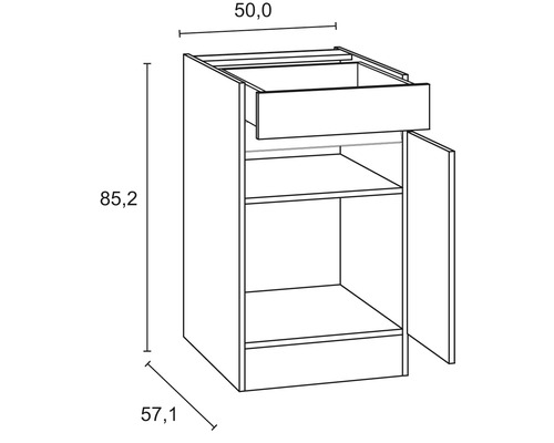 Optifit keukenblok met apparatuur Luca932 210 cm wit mat gedemonteerde variant omkeerbaar KMLU 212E-0+