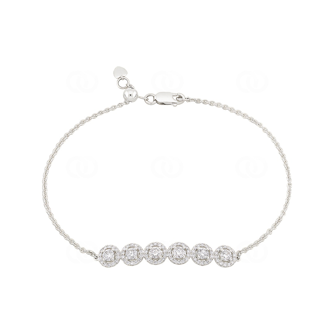 1.00 Karat Halo Diamantarmband 750/18 K Weissgold