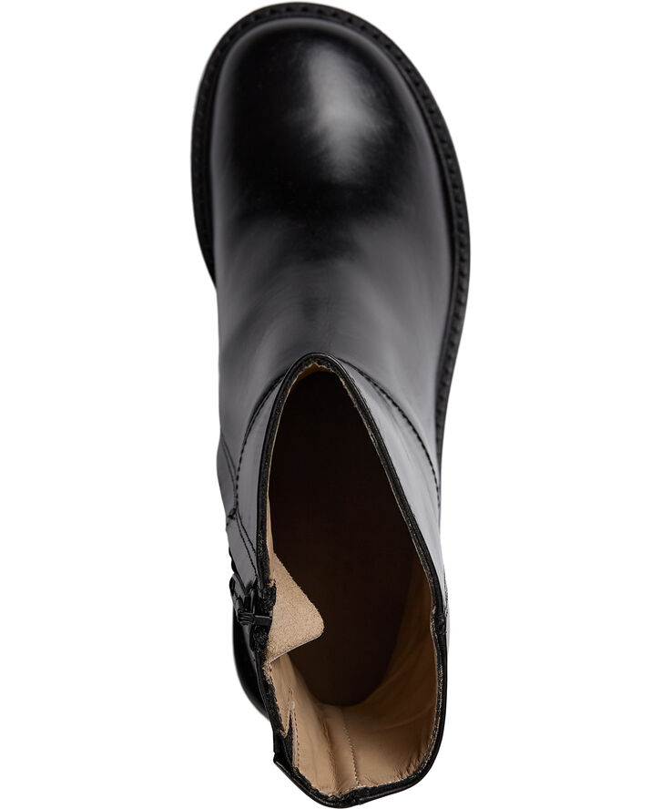 ANGULUS Læderstøvlet med grafisk hæl 1835/001 black/black