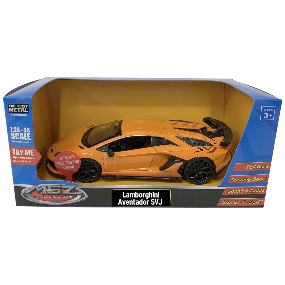 Lamborghini Aventador SVJ Pull Back Diecast-Modellauto im Maßstab 1:32
