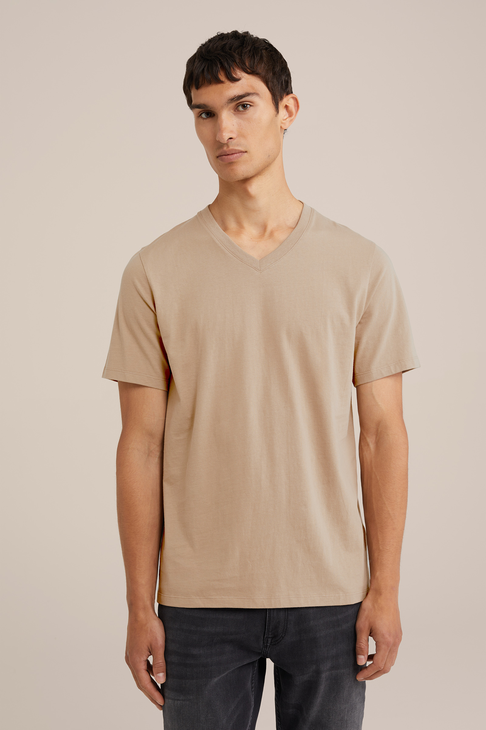 T-shirt van 100% katoen WE Fashion Beige