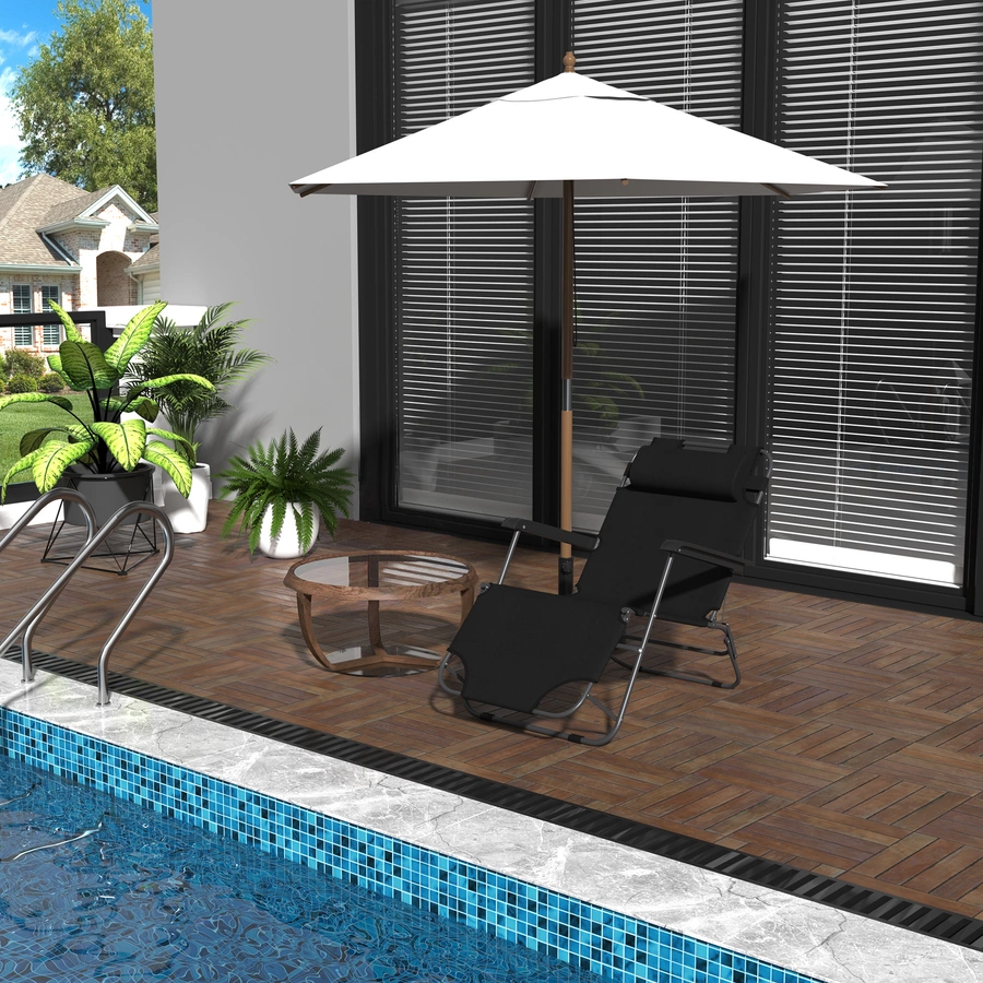 Outsunny Gartenliege mit faltbarem Design schwarz