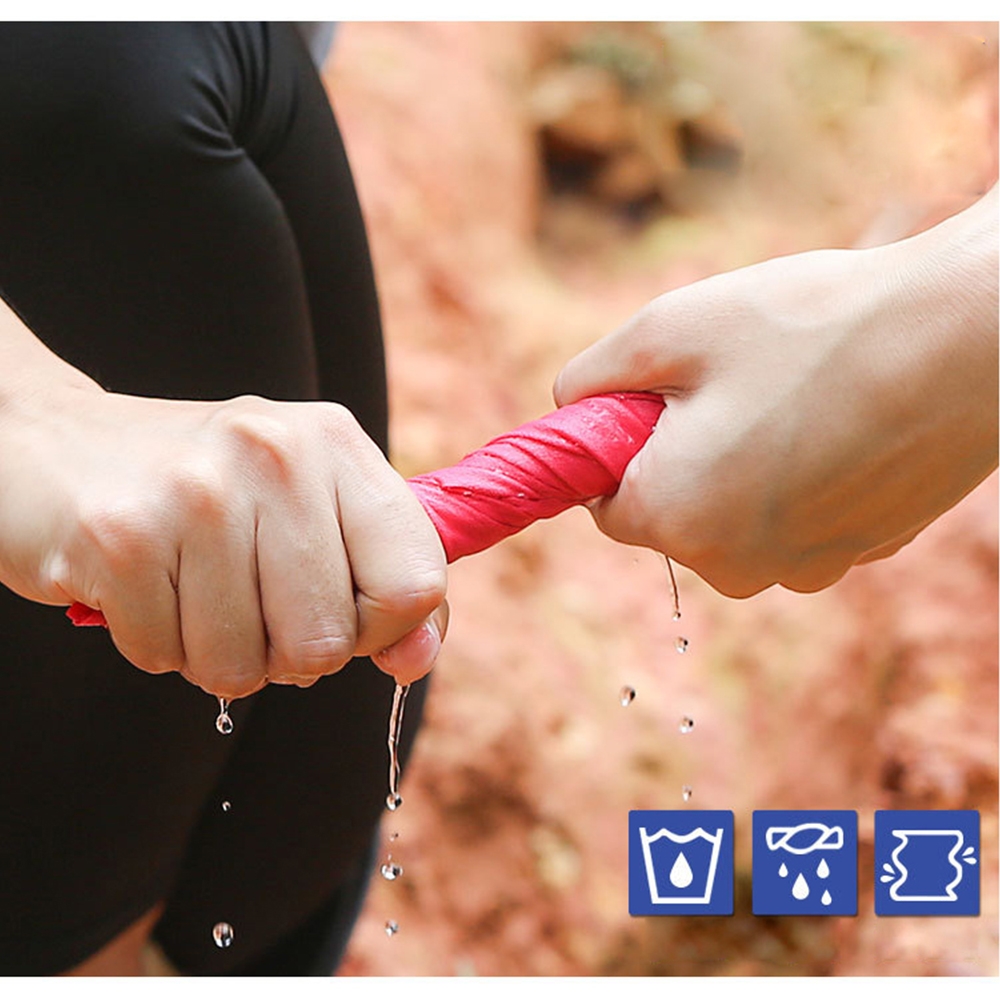 (40x40cm) Fitness Sport Mikrofaser Handtuch mit Silikon Dry Trocknungs Case & Karabiner für Workout / Yoga / Wandern / Reisen - Rosa