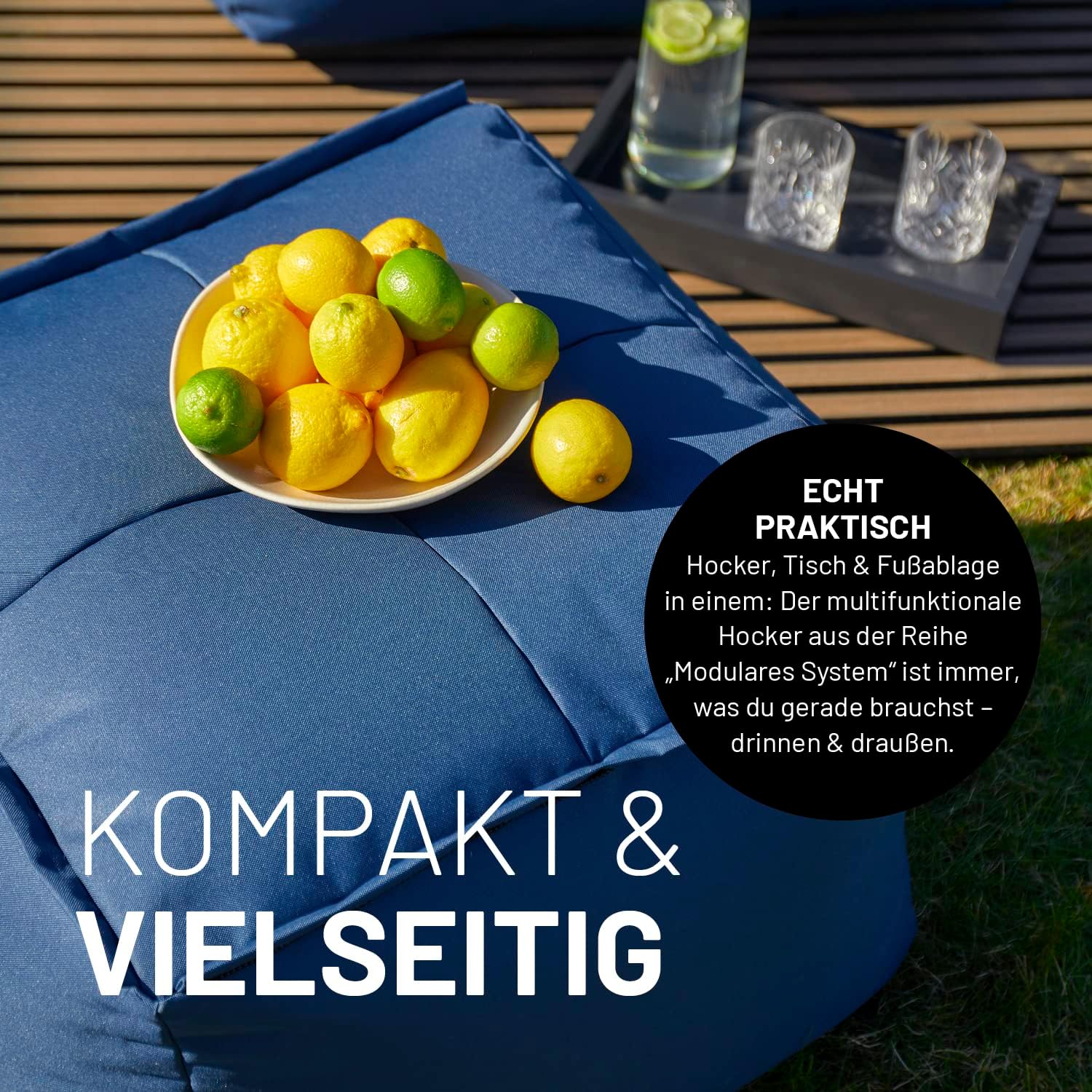 Lumaland Sitzsack-Lounge Modular Garnitur | 5-Teiliges Set | Indoor & Outdoor Sitz-Garnitur | Erweiterbar & Waschbare Sitzmöbel für Innenräume & Garten | Wasserfeste Chill-Out Lounge [Grau]