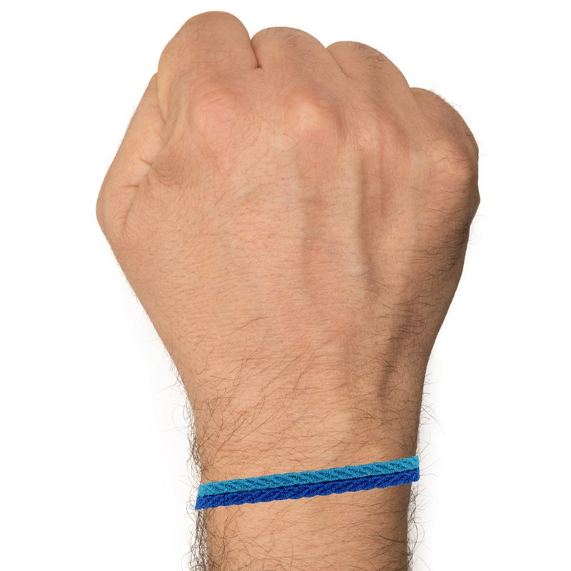 Cruciani Bracelet Homme Dentelle Prospérité Bicolore Bleu et Azur