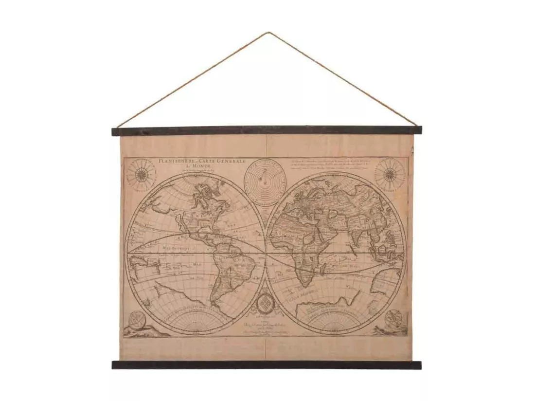 Toile de lin parcheminée imprimée 97x76x1,7