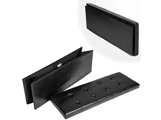 Banc coffre de rangement cuir noire 110 x 38 x 38 cm 2208145