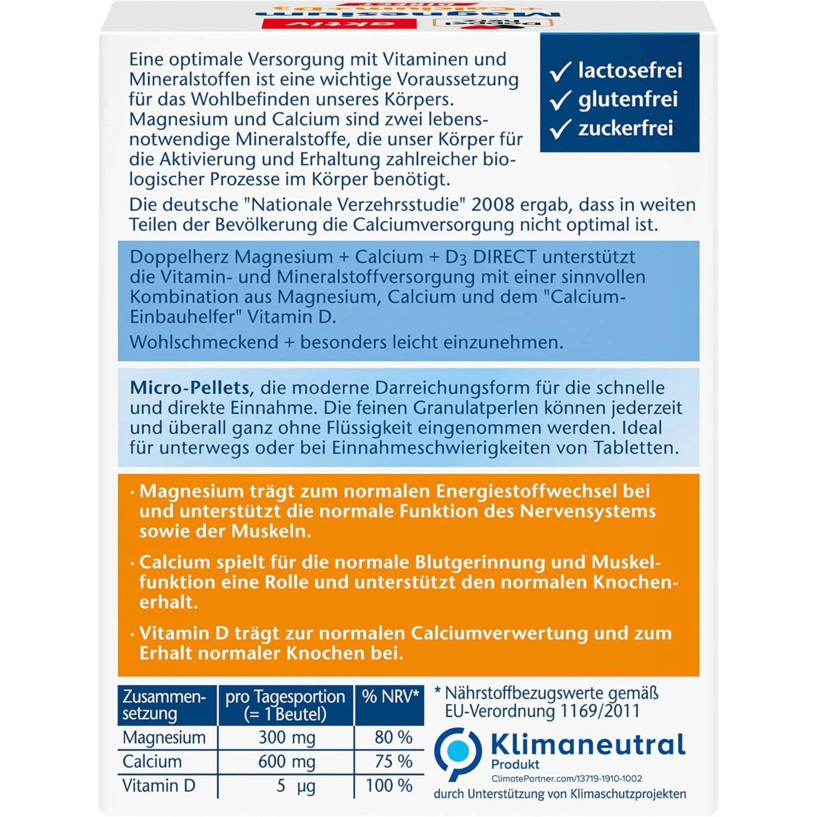 Magnesium + Calcium + D3 Direct (3x20 Portionen)