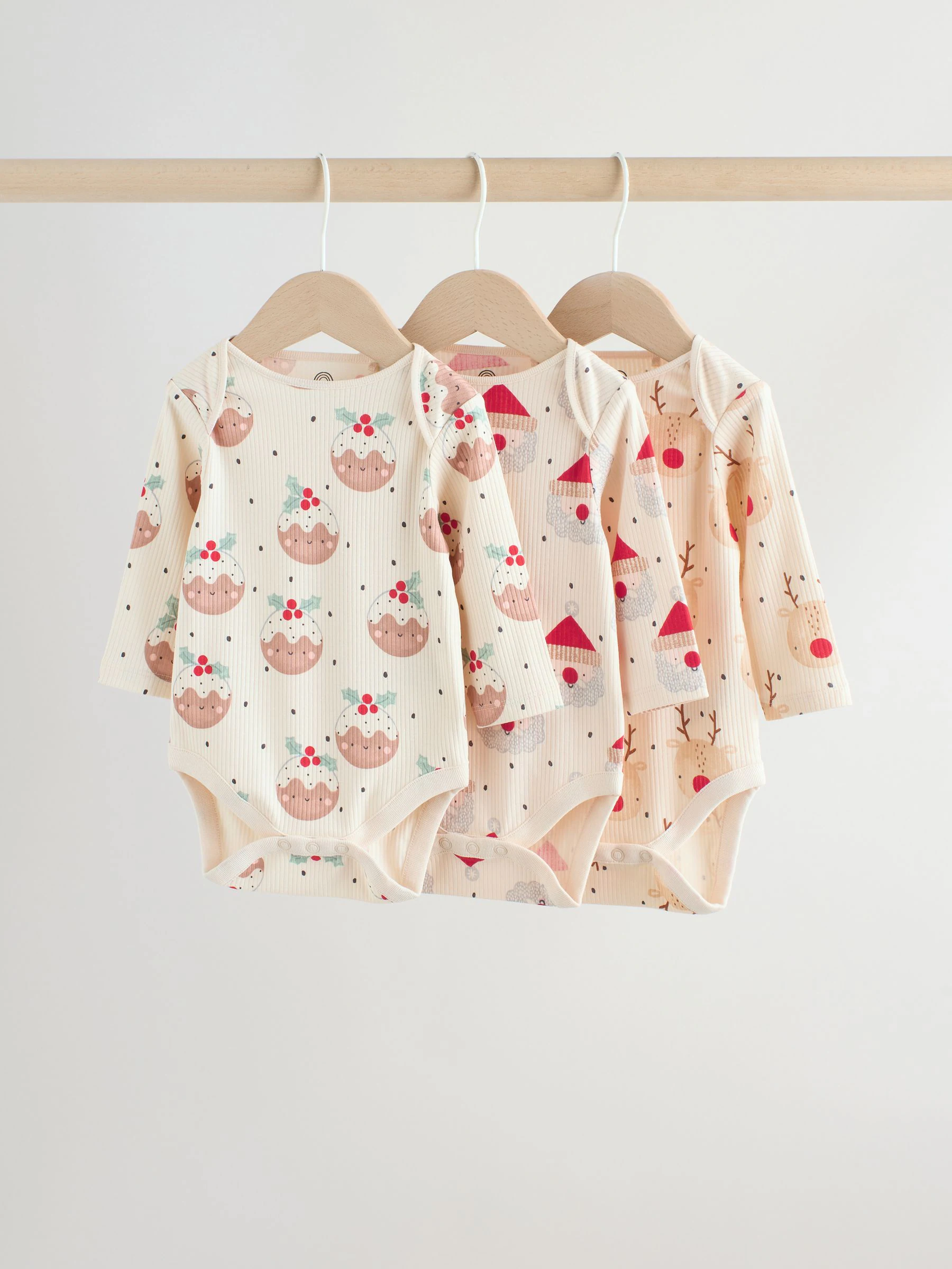 Multi - Verpakking van 3 Kerstmis Baby Bodysuits