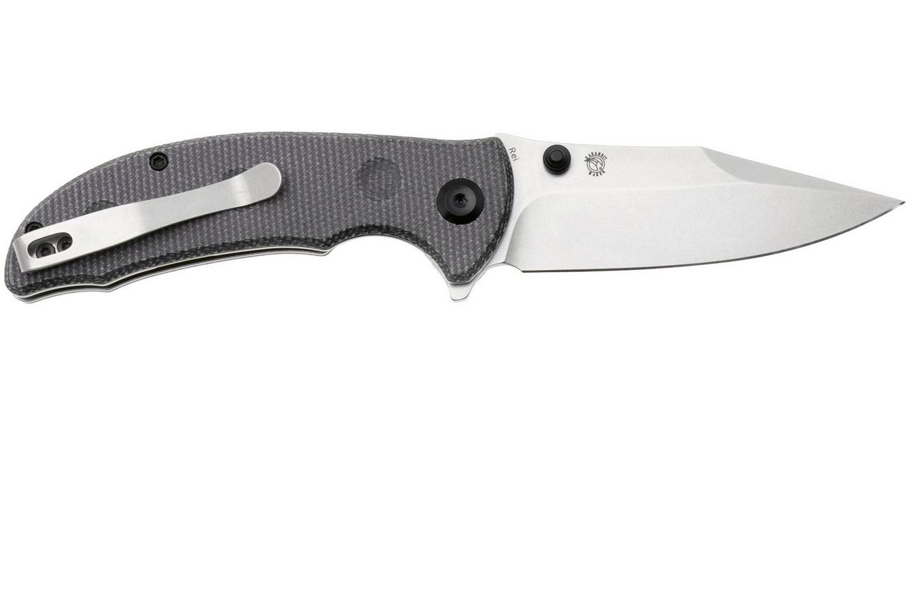 Tenable Knives Rei T1061A3 Stonewashed 14C28N, Black Micarta, zakmes, Karambit Maker design