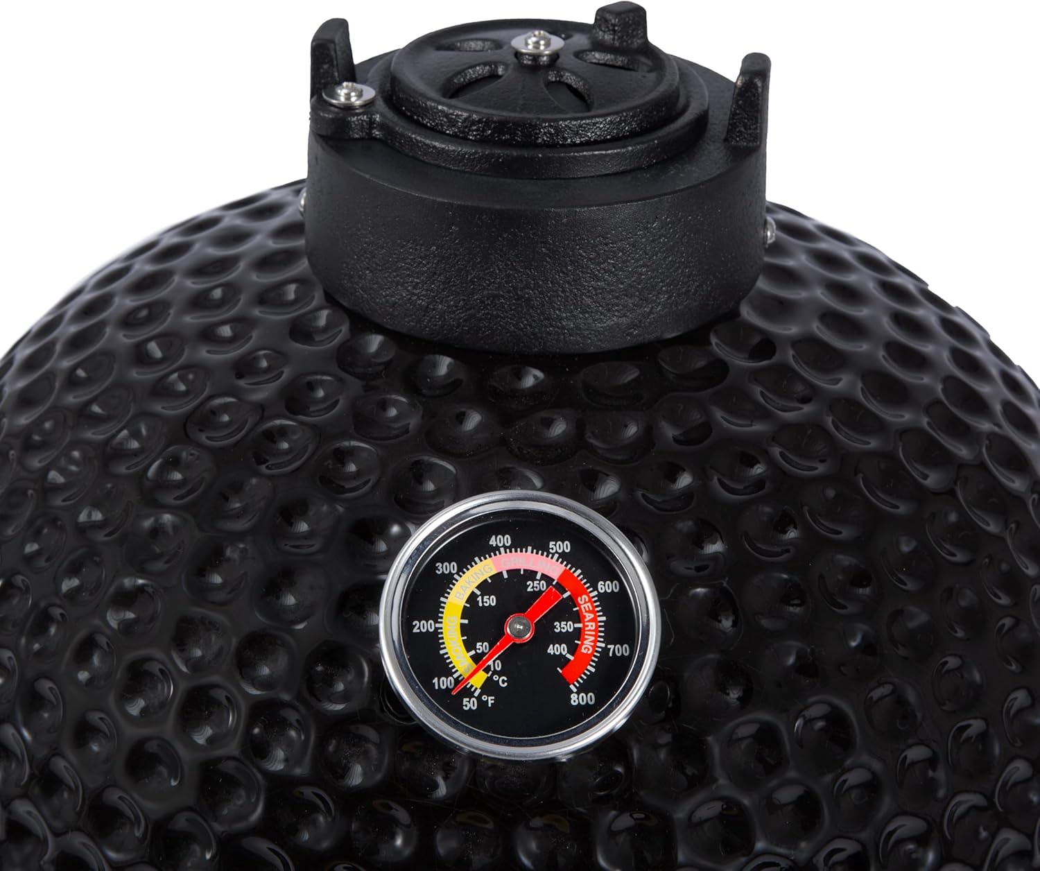 Fresh Grills 40,6cm Kamado Keramikgrill | Schwarz Holzkohlegrill BBQ Mini Ofen | Thermometer, Holzgriff, Oberer & Unterer Luftstrom | Outdoor Garten Grillen Garen Räuchern Smokern