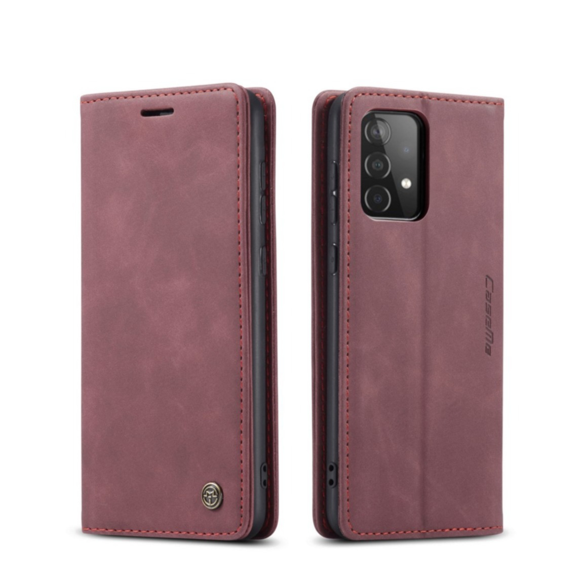 Samsung Galaxy A52s 5G / A52 (5G) Leder Tasche Flip Wallet Etui mit Kartenfächern - Rot