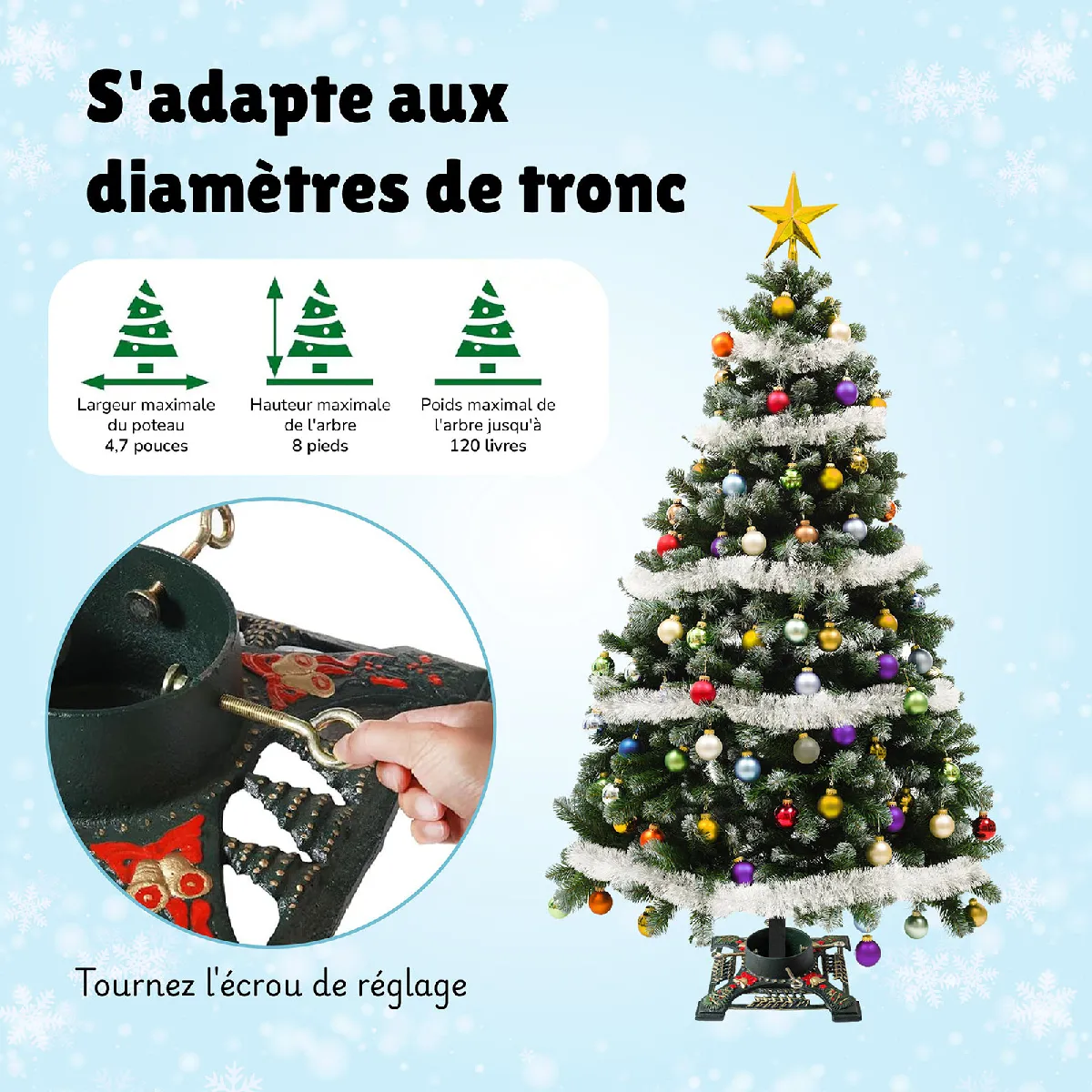 Ventray Support arbre Noël - Motif Noël