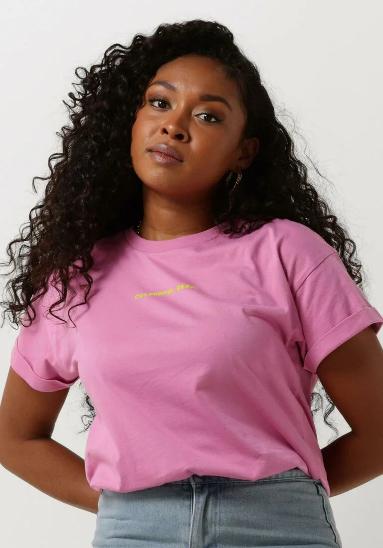 COLOURFUL REBEL roze colourful rebel t-shirt uni logo boxy tee