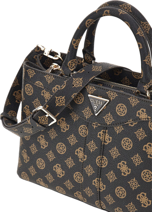 GUESS DORYS LUXURY SATCHEL Mocha logo