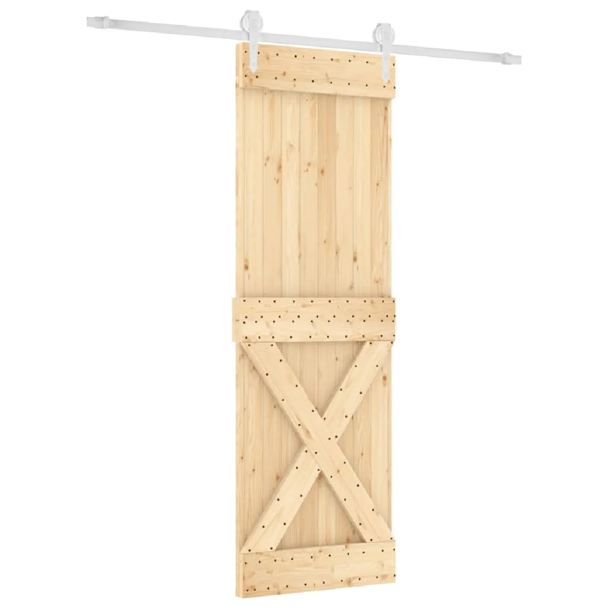 vidaXL Porte coulissante avec quincaillerie - Pin massif