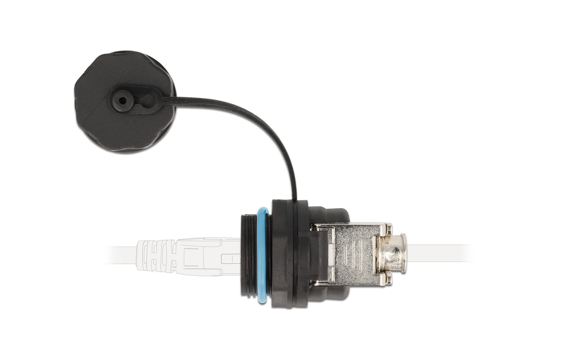 Kabelverbinder RJ45 Buchse zu Cat.6A LSA 1 Stück, BlauDelock Kabelverbinder RJ45 Buchse zu Cat.6A LSA mit Verschlusskappe wasserfest