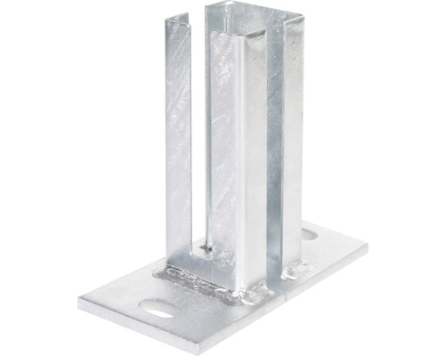 ALBERTS paalankers voor hoekpalen van dubbeldraads gaaspanelen, schroefbaar, plaat 150 x 80 mm, voor palen 60 x 60 mm, thermisch verzinkt