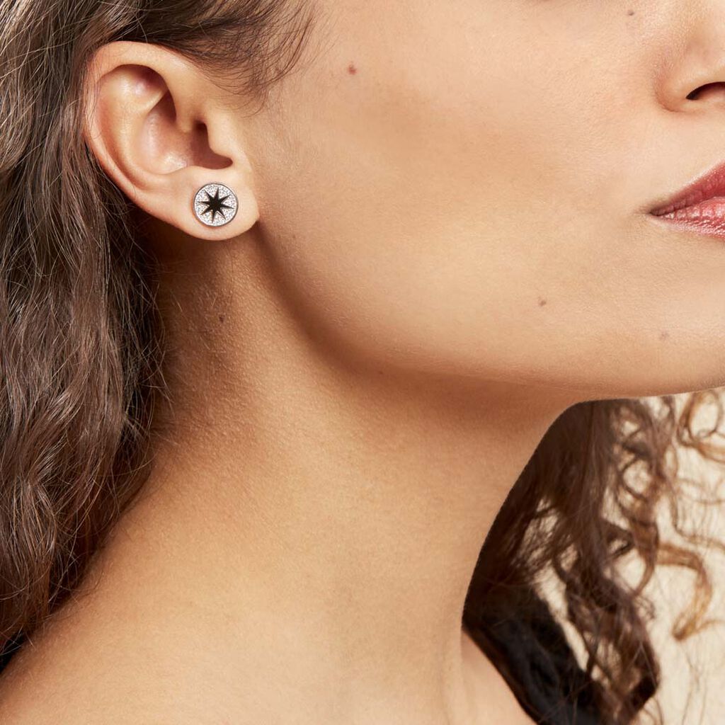 Boucles D'oreilles Puces Argent Blanc Winston Oxydes De Zirconium