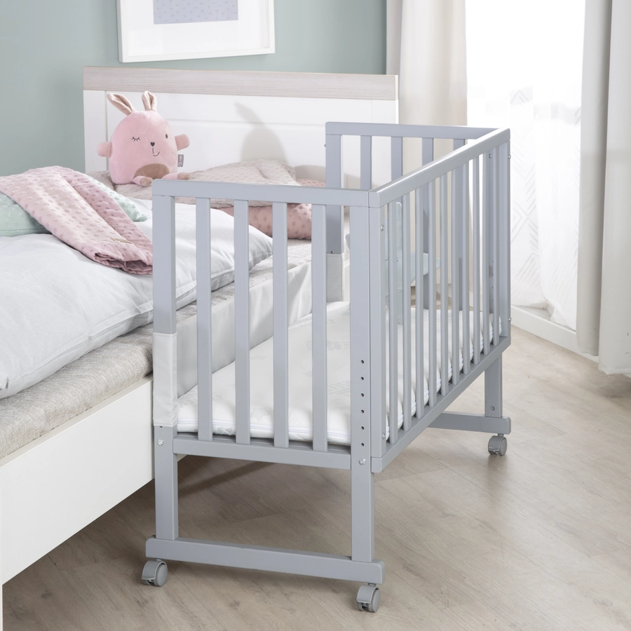 roba Stuben- und Beistellbett safe asleep® 3 in 1 taupe + Matratze