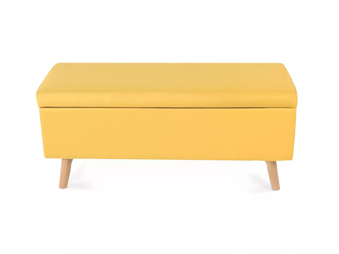 Banquette coffre de style scandinave Eline tissu jaune