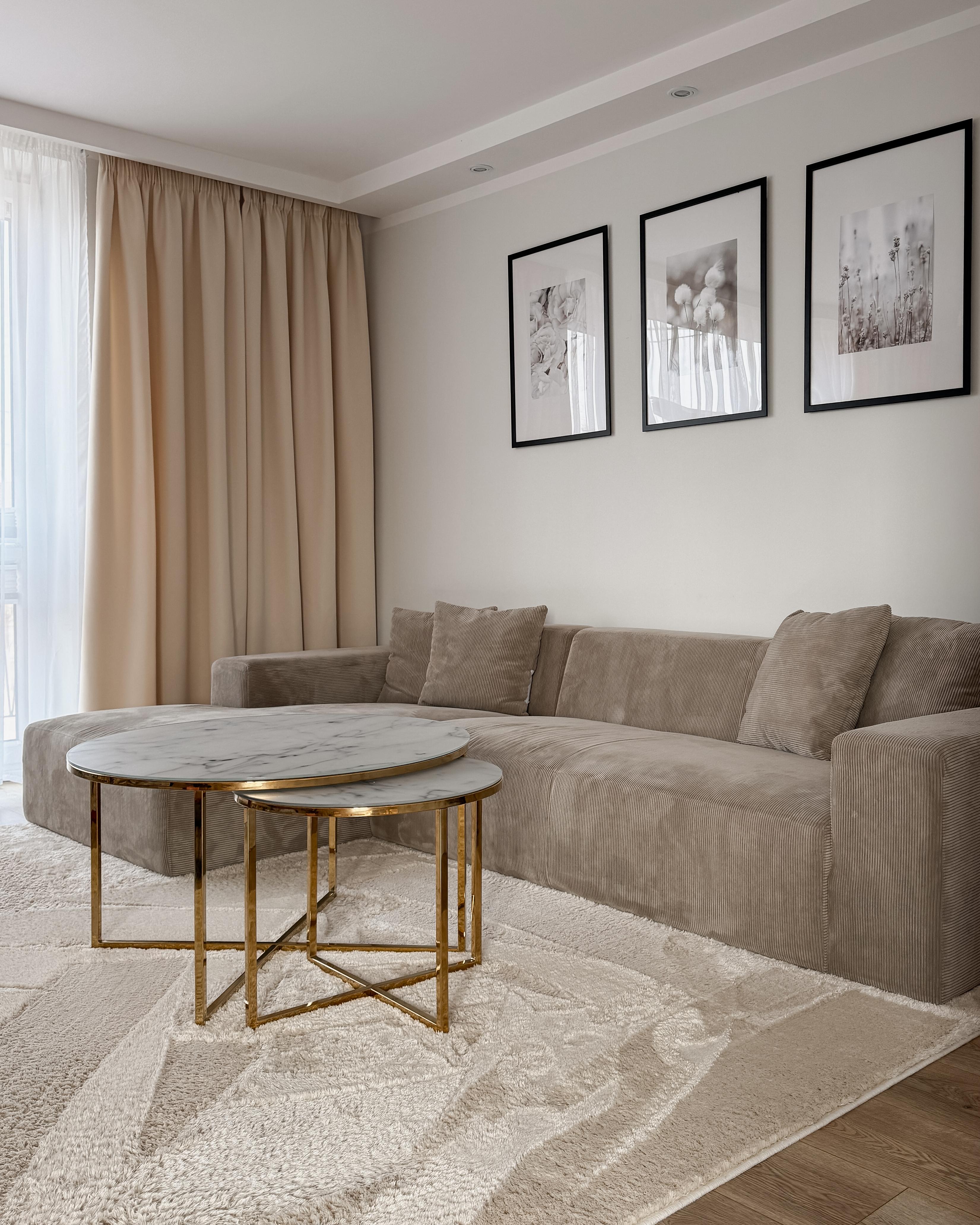 Hoekbank 4-zits LUNGO Corduroy Beige rechtszijdig