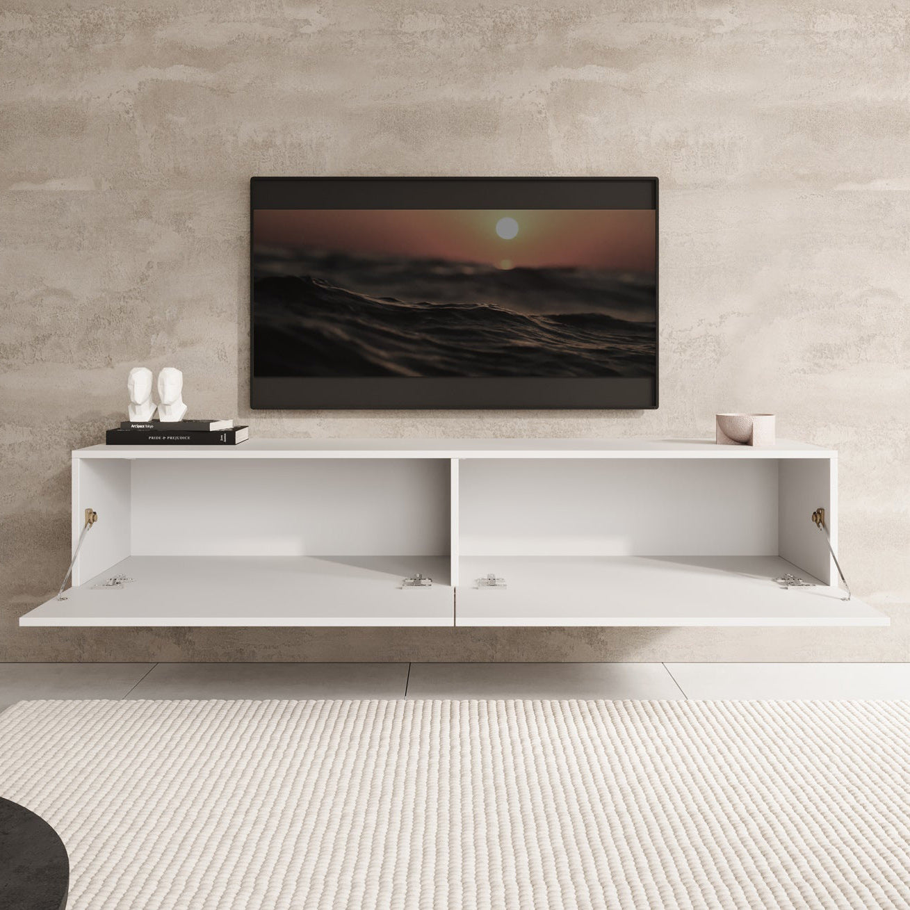 Meubella - TV-Meubel Palm - Wit - 160 cm