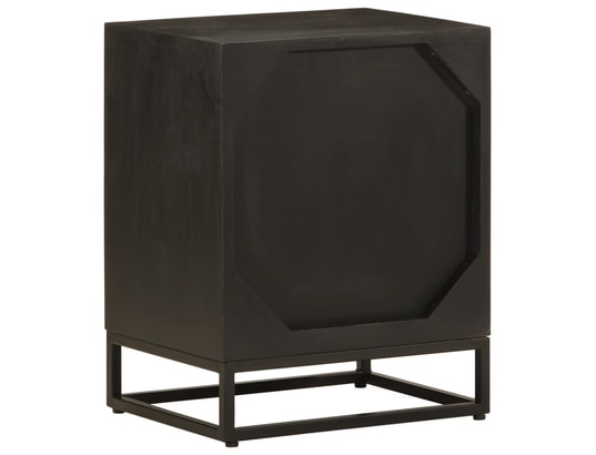 VIDAXL - Table de chevet noir 40x30x50 cm bois massif manguier et fer