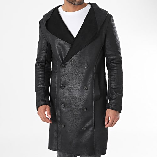 Veste Boutonnée Capuche Noir