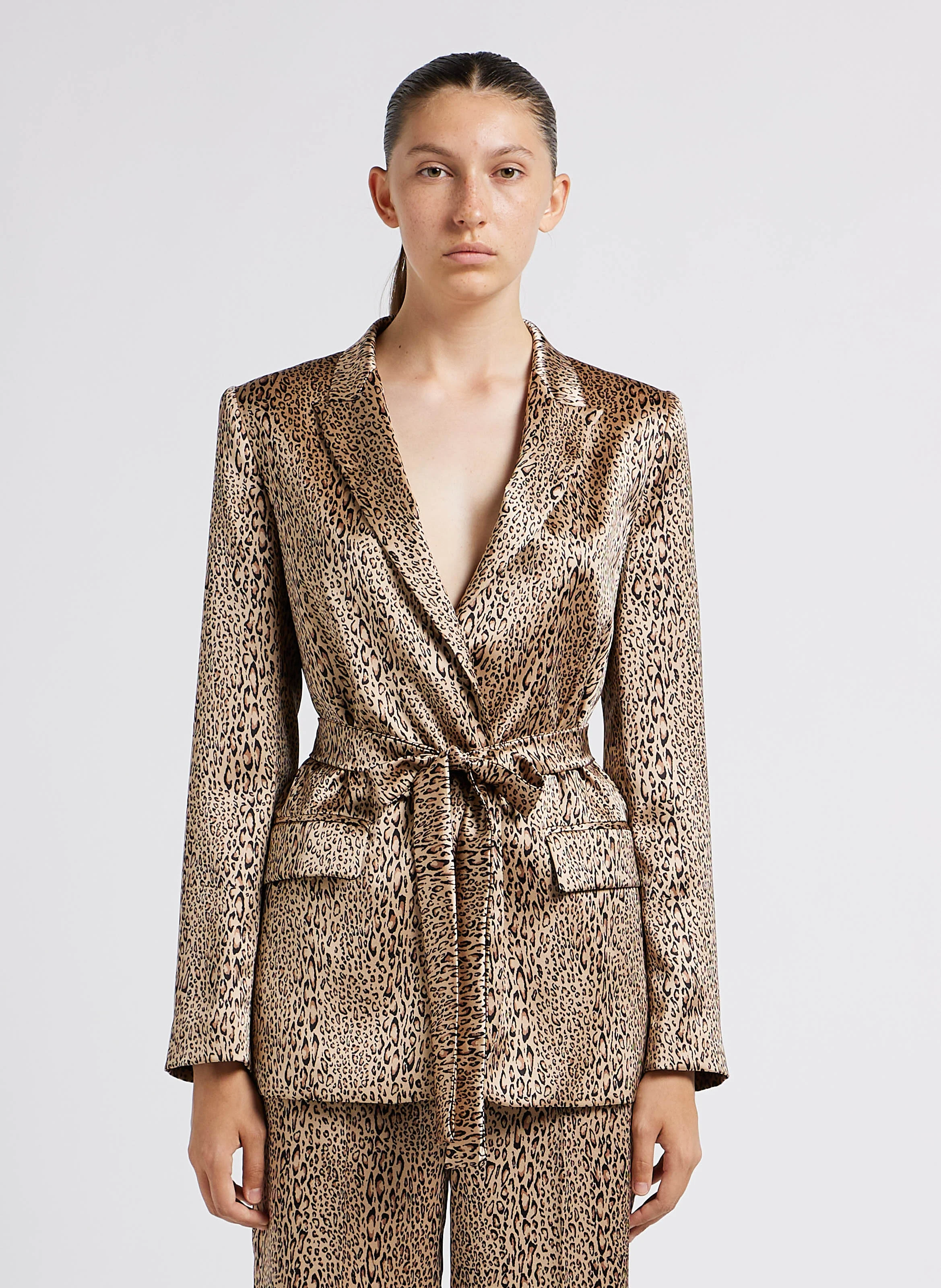 Veste de tailleur à imprimé léopard | Marron