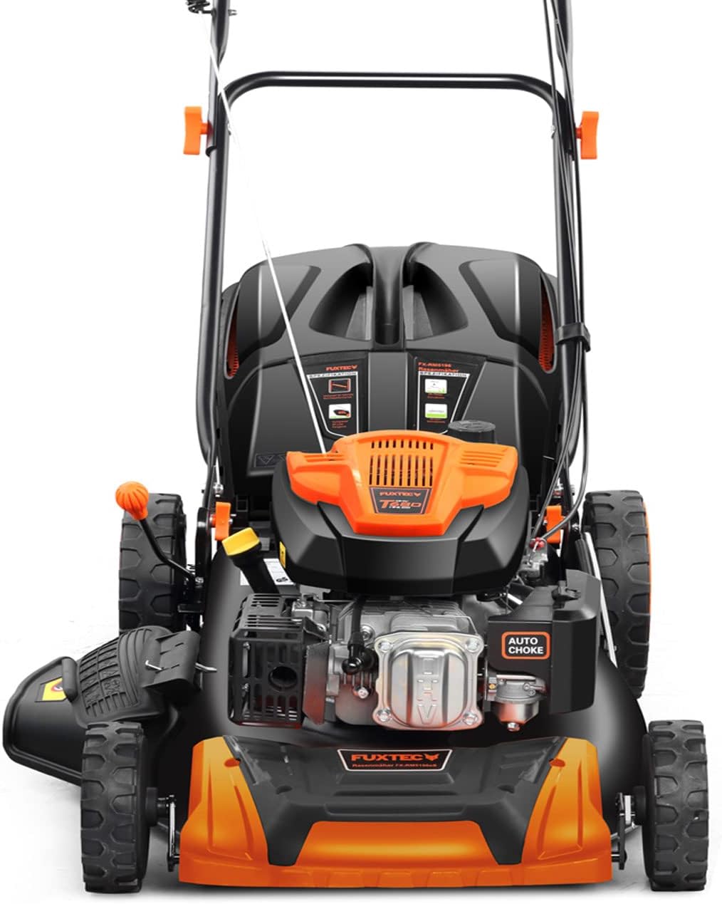 FUXTEC 4in1 Benzin Rasenmäher FX-RM5196 mit Edge-Cut, Gartenmäher inkl. Seitenauswurf-Funktion, 51 cm Schnittbreite, 4-Takt mit Hinterradantrieb, kugelgelagerte Big Wheel Räder, 60L Grasfangkorb
