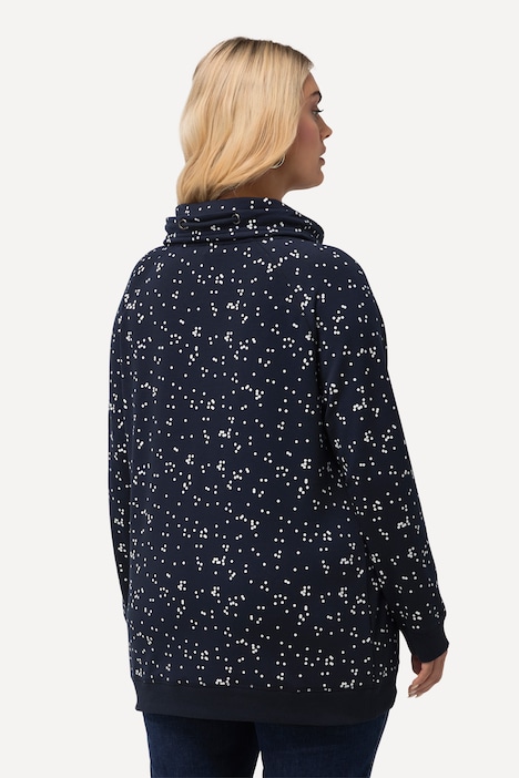 Sweatshirt, Pünktchen, Stehkragen, Taschen, Langarm