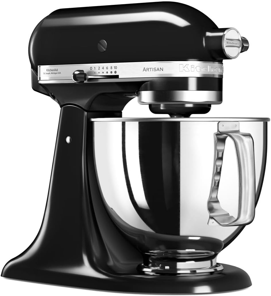KitchenAid Küchenmaschine - Artisan - Kippbarem Food Processor - Teigknetmaschine mit 3 Zubehör und Schüssel aus Edelstahl - 4.8 L - Onyx schwarz