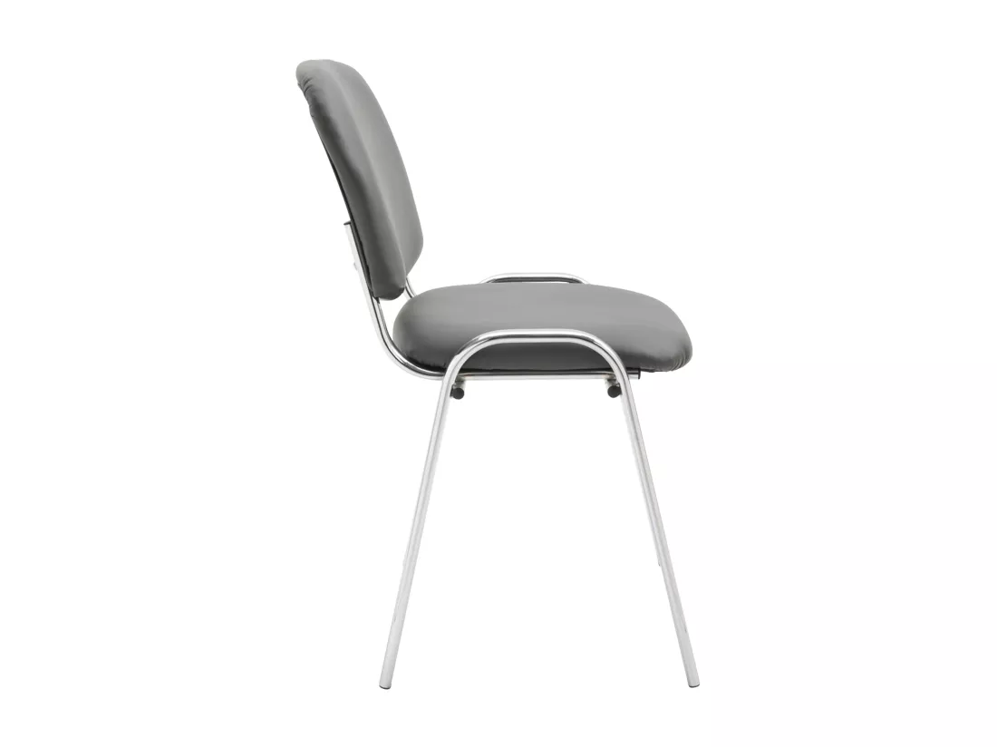 Chaise de salle à manger - Similicuir & Métal chromé - Gris - Ken
