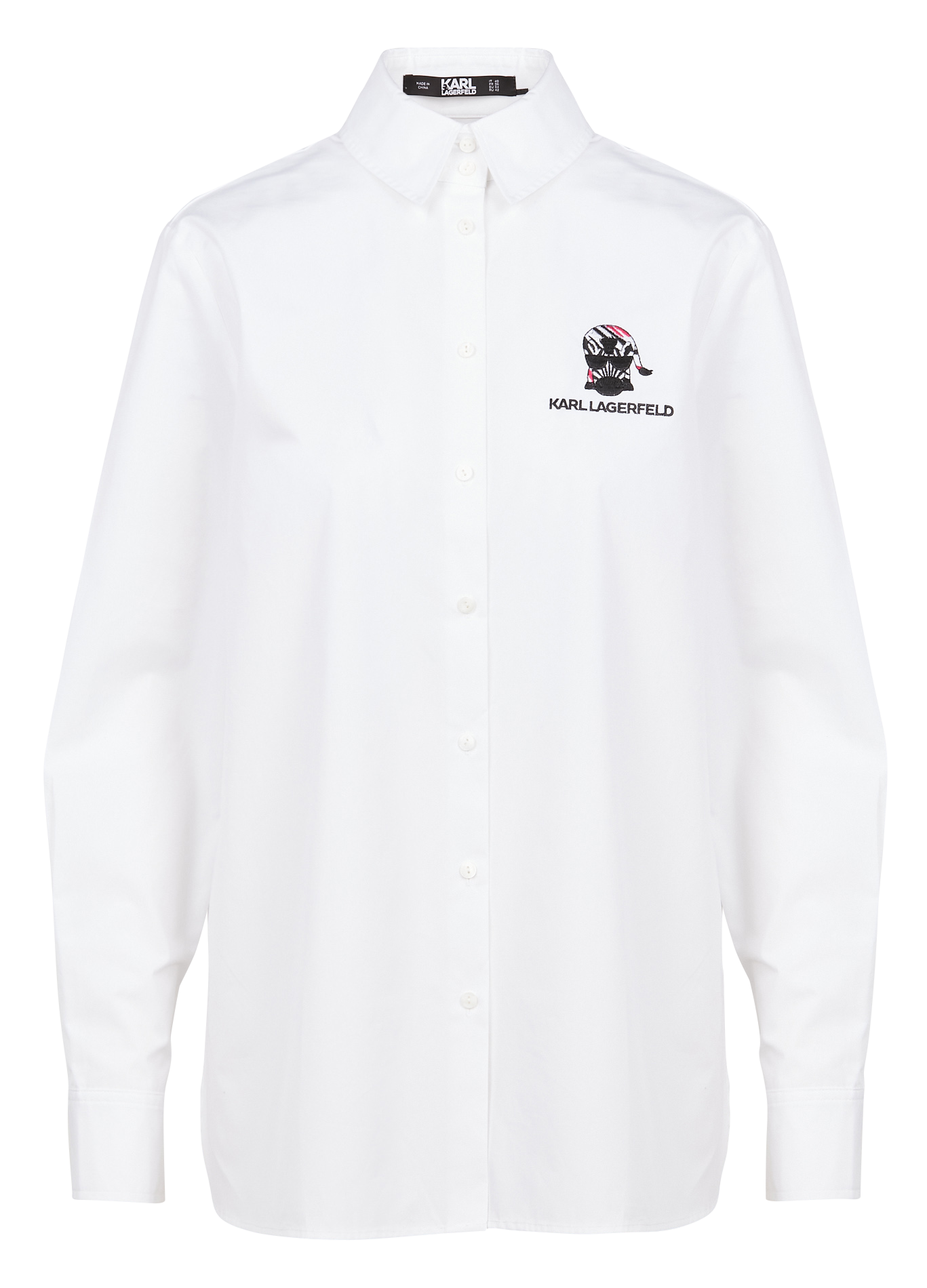 Chemise col classique brodée en coton bio | Blanc