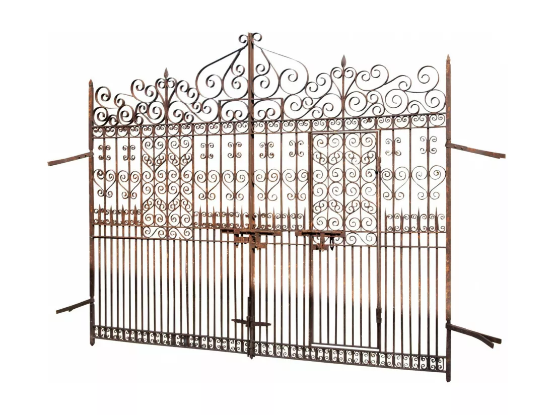 BISCOTTINI Portail en fer - Fer massif avec détails ornementaux - Clôture en fer - Portail en métal - Porte décorative - Portail d'entrée - 360x10x300cm