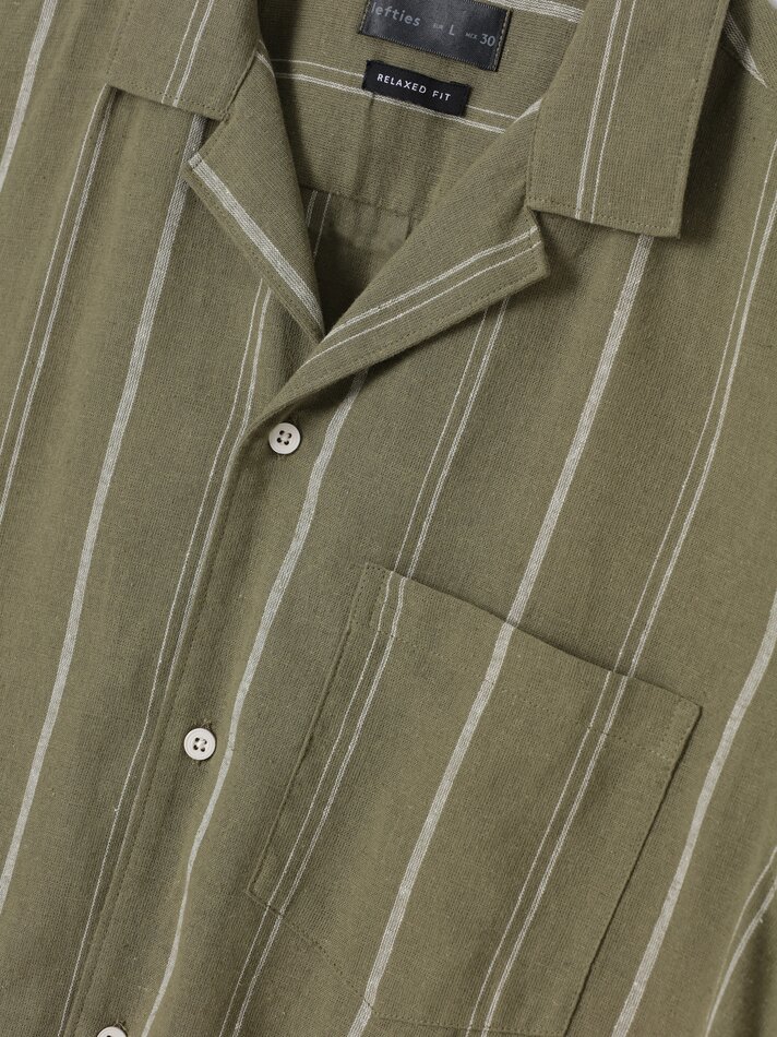 Camisa de resort em algodão e linho - Cáqui