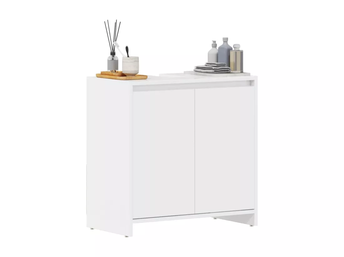 Armoire de salle de bain Blanc brillant Bois d'ingénierie