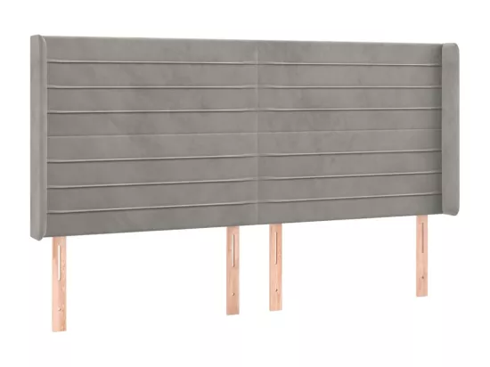 Sommier tapissier matelas et LED Gris clair 160x200 cm Velours