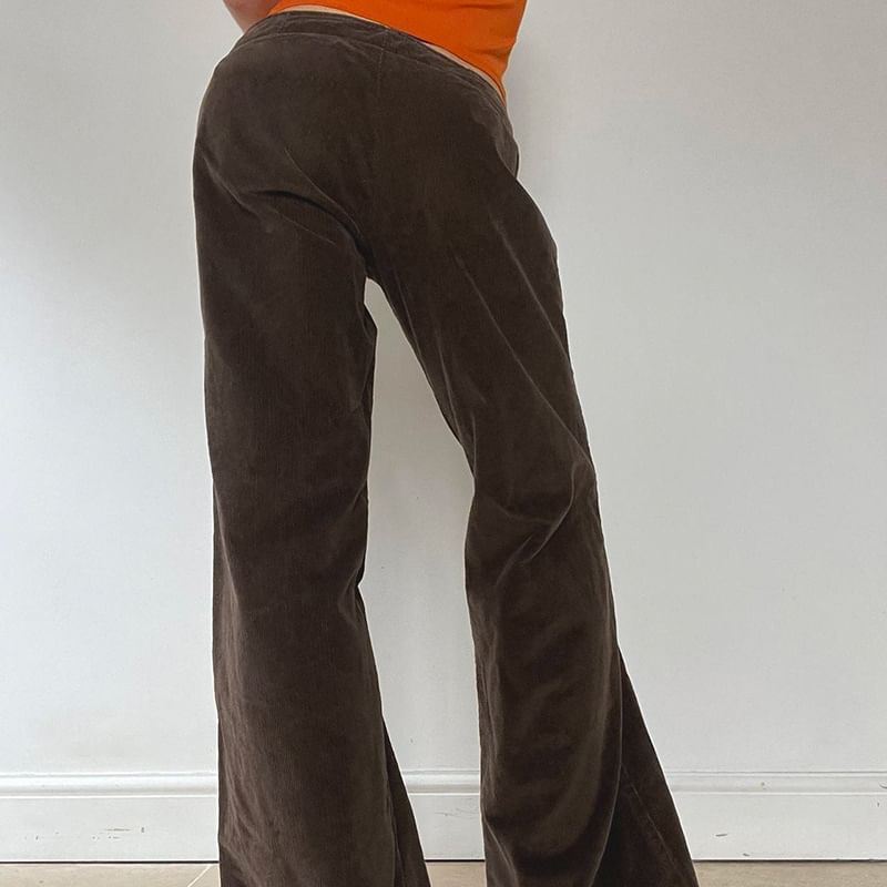 BrickBlack - Corduroy broek met wijde pijpen en middelhoge taille