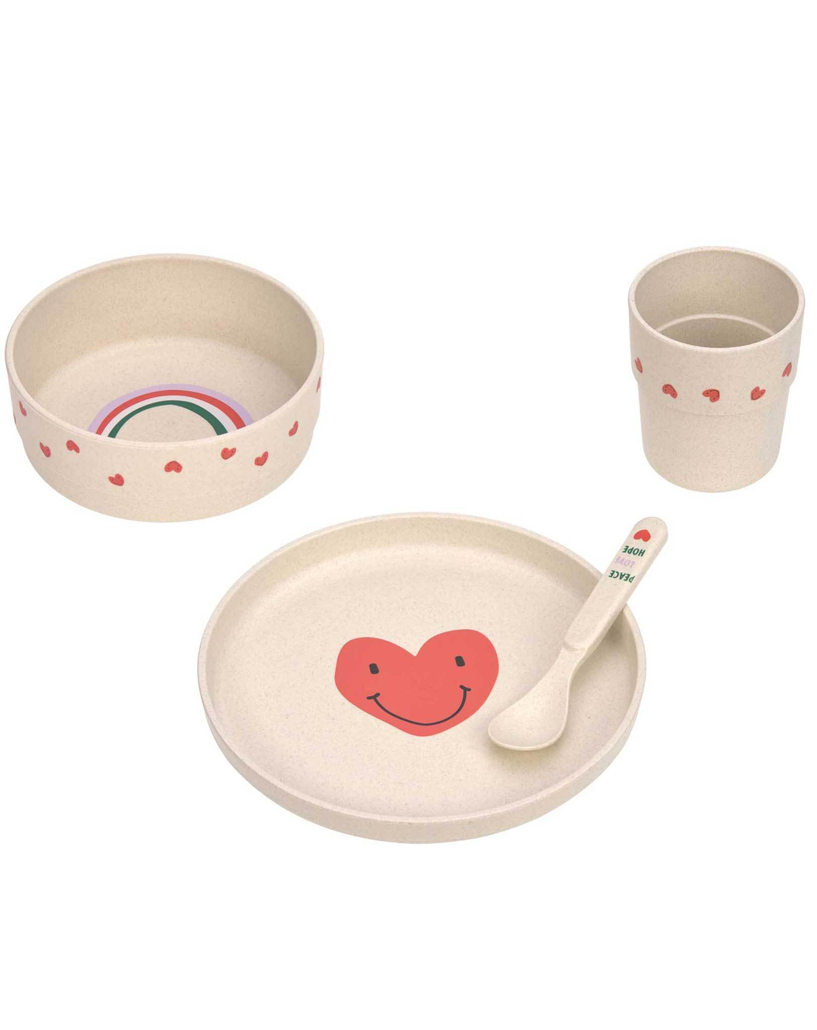Geschirr-Set HAPPY RASCALS HEART 4-teilig in lavender