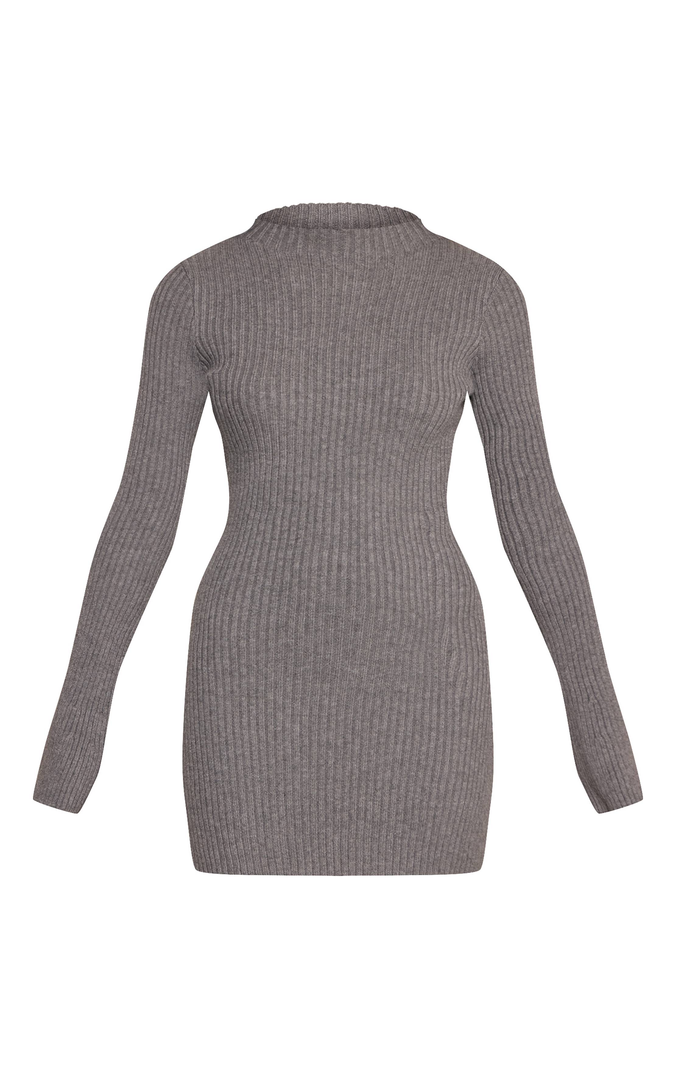 Gris Robe En Maille Côtelée