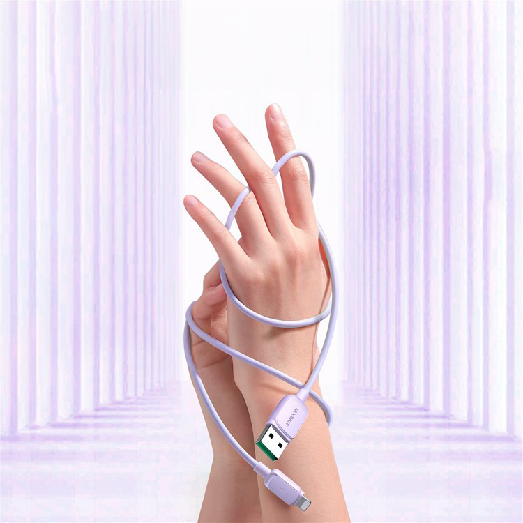 (1.2m) 2.4A USB A auf Lightning Ladekabel Silikon Datenkabel - Lila
