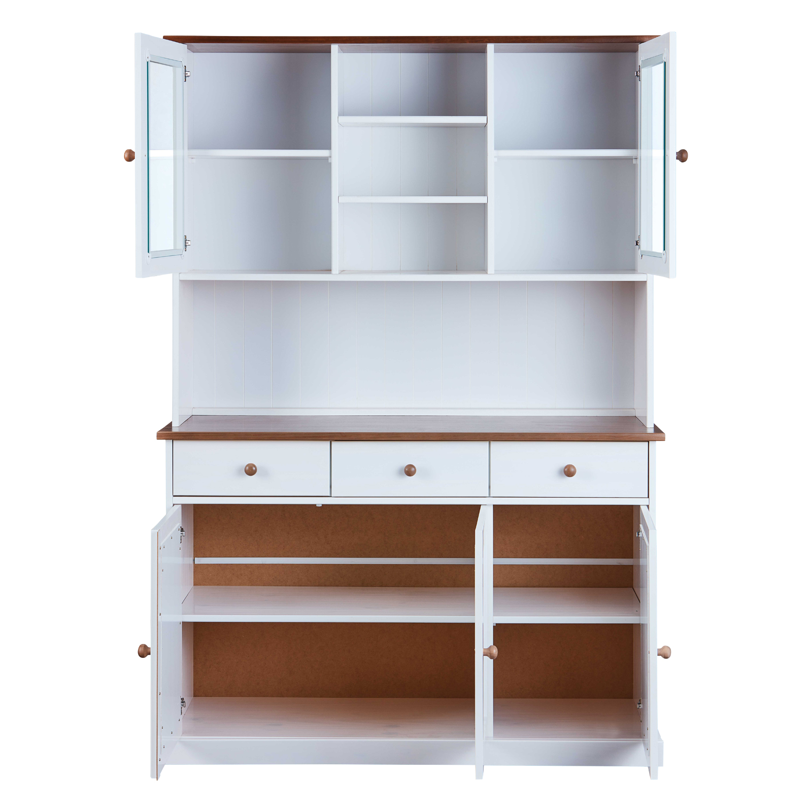 Buffet WESTERLAND - weiß-sepia - Kiefer massiv - 191 cm hoch